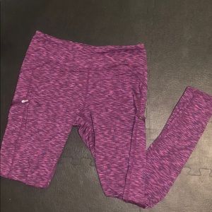 Zobha Purple Striped Leggings W/ Pockets - Medium